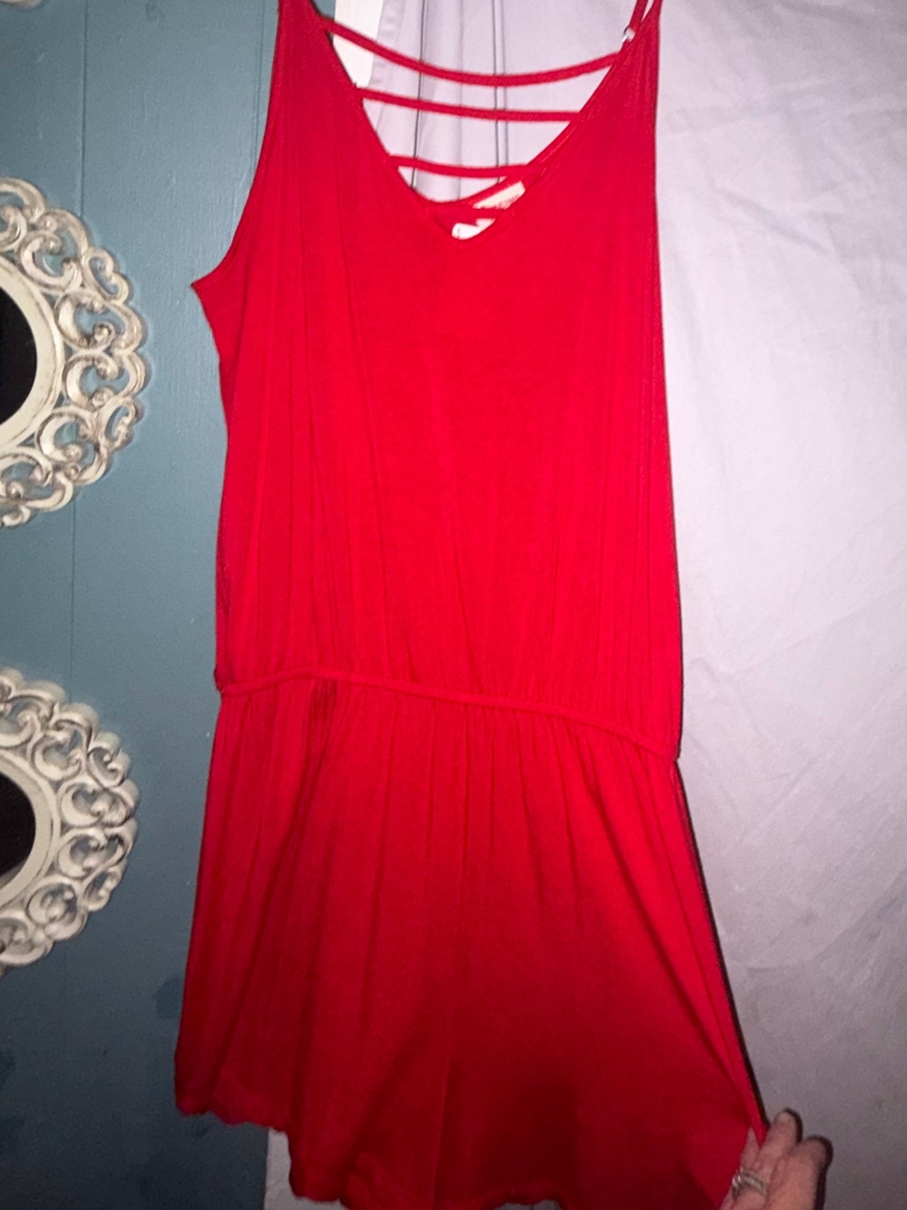 Red Strappy Women's romper - Classic Summer Style